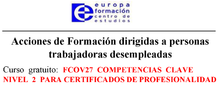 Imagen FCOV27 competencias clave . Nivel 2 para certificados de profesionalidad.